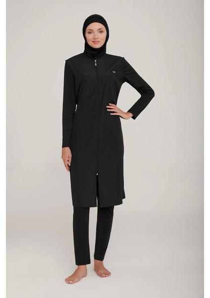 1250 Büyük Beden Jileli Uzun Kol Tesettür Mayo