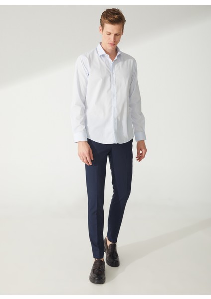 Slim Fit Klasik Yaka Düz Mavi - Buz Erkek Gömlek GM1007100528 modelleri