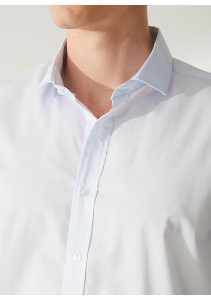 Slim Fit Klasik Yaka Düz Mavi - Buz Erkek Gömlek GM1007100528 fırsatları