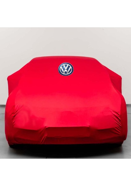 Volkswagen Bora 1 J2 (1998-2005) Kumaş Logolu Oto Branda - Penye Örtü Kırmızı