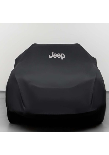 Jeep Cj7 Kumaş Logolu Oto Branda - Penye Örtü Siyah
