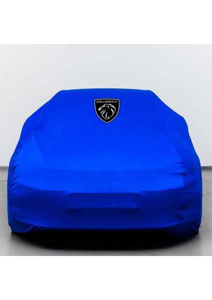 Peugeot 108 Top (2018-) Kumaş Logolu Oto Branda - Penye Örtü Mavi