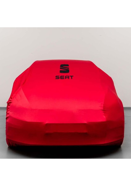 Seat Leon 4 Hatchback (2020-) Kumaş Logolu Oto Branda - Penye Örtü Kırmızı