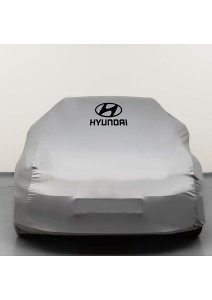 Hyundai I20 2 Elite (2018-2020) Kumaş Logolu Oto Branda - Penye Örtü Gri