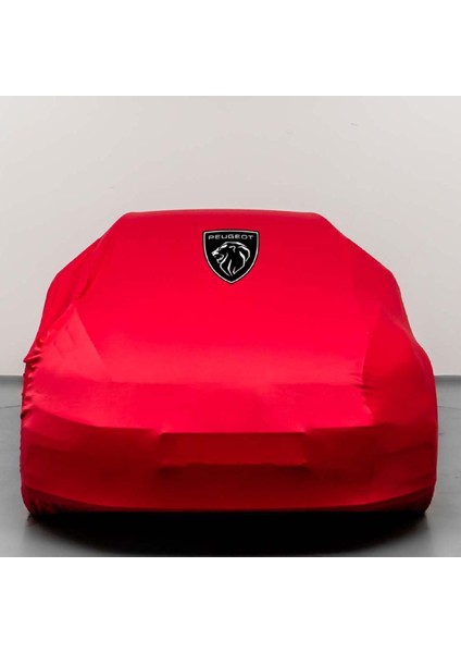 Peugeot 207 Sw (2007-2013) Kumaş Logolu Oto Branda - Penye Örtü Kırmızı