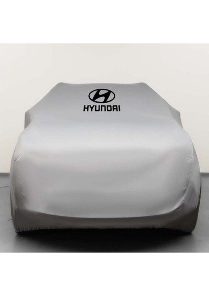 Hyundai Tucson 2 (2009-2013) Kumaş Logolu Oto Branda - Penye Örtü Gri