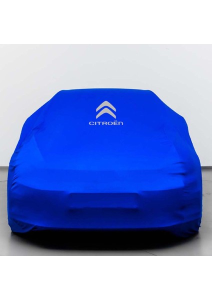 Citroen C4 (2004-2010) Kumaş Logolu Oto Branda - Penye Örtü Mavi