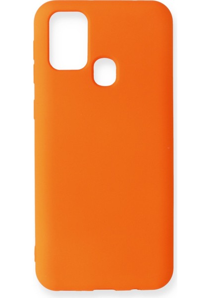 Samsung Galaxy M31 Kılıf Nano Içi Kadife Silikon - Turuncu Nrmsa