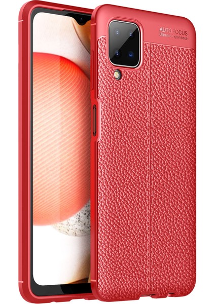 Samsung Galaxy M12 Kılıf Focus Derili Silikon - Kırmızı 300099