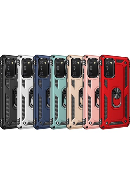 Samsung Galaxy A02S Kılıf Sofya Yüzüklü Silikon Kapak - Rose 300099
