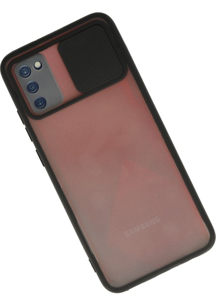 Samsung Galaxy A02S Kılıf Palm Buzlu Kamera Sürgülü Silikon - Siyah 300099