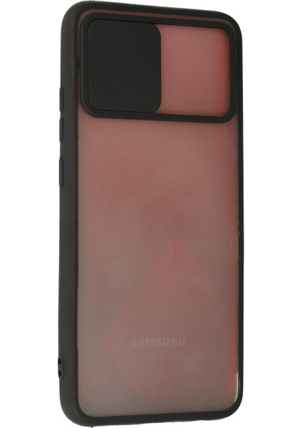 Samsung Galaxy A02S Kılıf Palm Buzlu Kamera Sürgülü Silikon - Siyah 300099