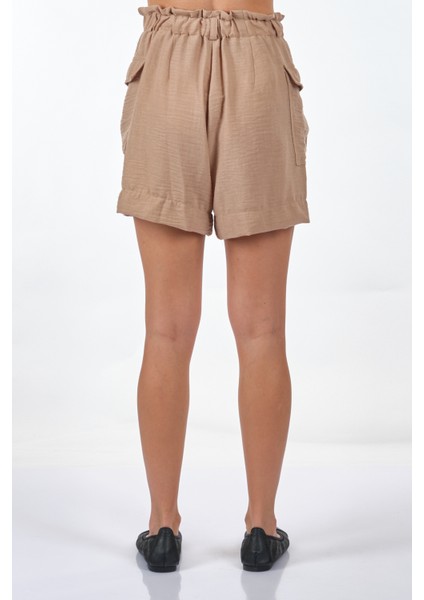 Yüksek Bel Cep Detaylı Minimalist Kadın Şort - Yazlık Rahat indirimleri