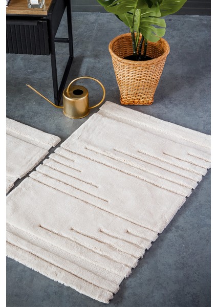 İyi Geceler Istanbul Vegas Bej %100 Pamuk Viskon 2 Parça Banyo Paspas Seti modelleri