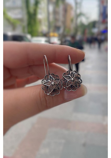 Gümüş Eskitme Model Telkari Anne Küpesi HS22E3