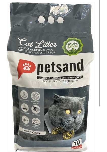 Aktif Karbonlu Kedi Kumu 10 Lt x 2 Adet