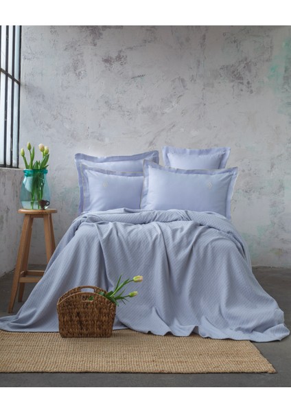 Pery Blue Çift Kişilik %100 Pamuk Pike Takımı