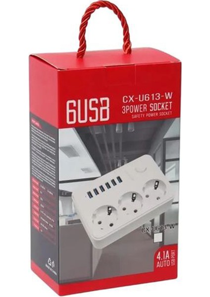 Akım Koruyuculu 6usb Port Hızlı Şarjlı 3lü Priz fiyatları