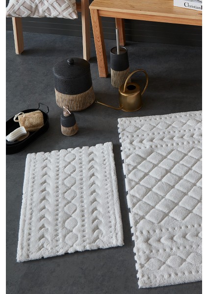 İyi Geceler Istanbul Aztech Ekru %100 Pamuk Viskon 2 Parça Banyo Paspas Seti fiyatları