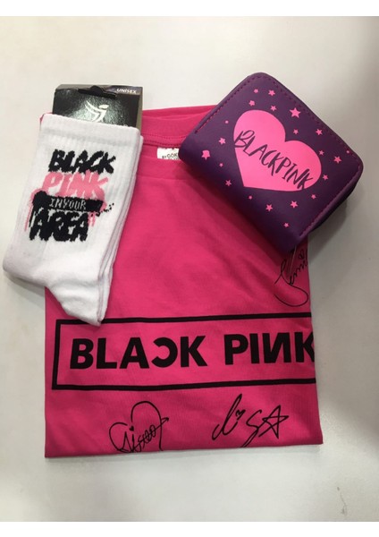 Blackpink T-Shirt Çorap Cüzdan Kombin