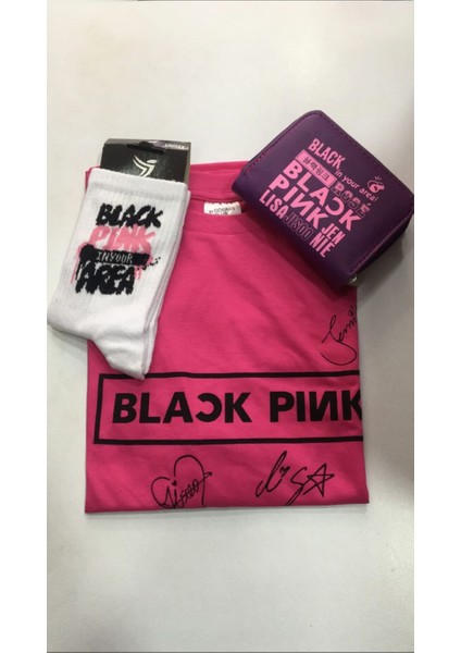 Blackpink T-Shirt Çorap Cüzdan Kombin