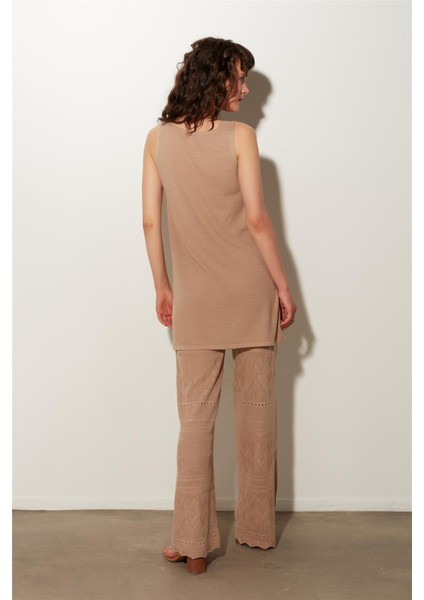Bej Örgü Desenli Triko Tunik Pantolon Takım SS23TK480102BJ fırsatları