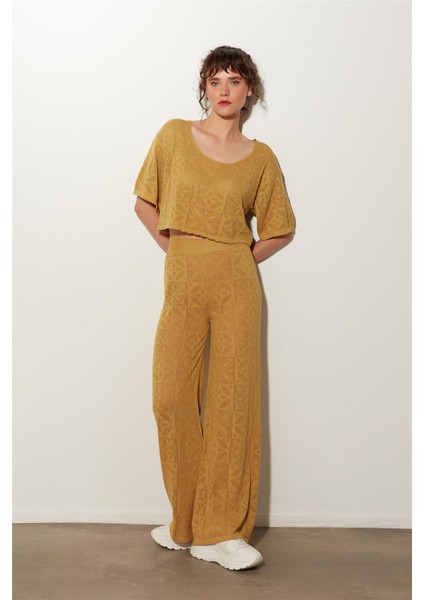 Hardal Kazak Pantolon Desenli Triko Takım SWTK4652-53HR