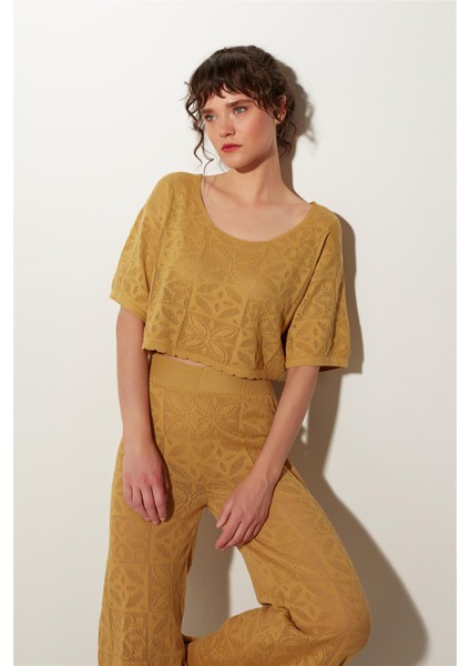 Hardal Kazak Pantolon Desenli Triko Takım SWTK4652-53HR fiyatları