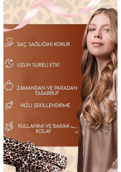 Saç Bigudi Seti Saten Saç Sosisi Leopar Desenli modelleri