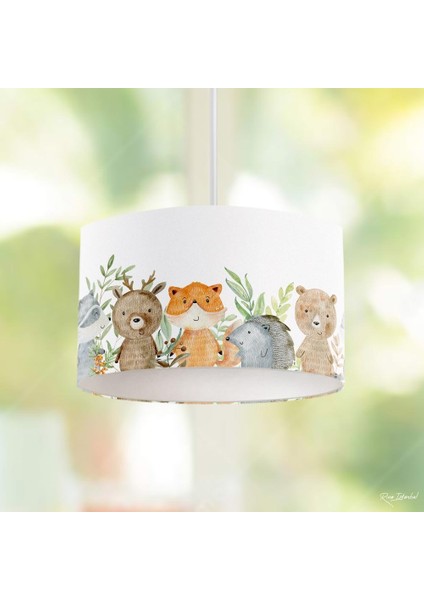 Genç Çocuk Odası Sulu Boya Hayvanlar Çocuk Sarkıt Avize