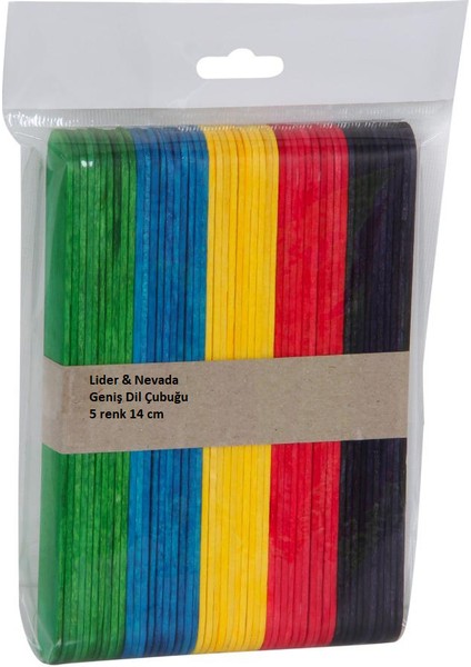 Natural ve Renkli Dil Çubuğu Geniş Ahşap Abeslang 50'li 1 Er Paket indirimleri