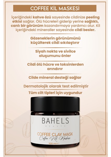 Bahels Beauty Selülit ve Çatlak Karşıtı Kremi, Coffee Kil Yüz Maskesi Cilt Bakım Seti