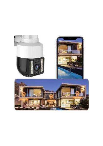 Speed Dome Ptz 4K 2mp Wifi Kablosuz Dış Mekan Çakarlı Güvenlik Kamerası Hareket Sensörlü Ip Kamera