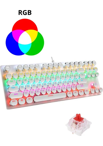 Leaven Daktilo Tarzı K550 Kırmızı Red Switch Rgb Mekanik Klavye -Su Geçirmez