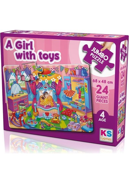 A Girl With Toys 24 Parça Jumbo Boy Puzzle