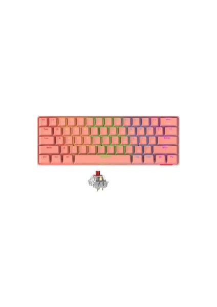 STK61 Rgb Ledli Tam Mekanik Kırmızı Red Switch Gaming Bluetooth Kablosuz Oyuncu Klavyesi