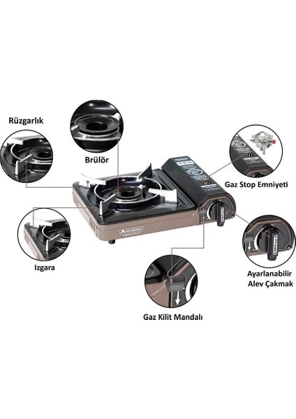 Orcamp Tekli Portatik Ocak Gri CK-505