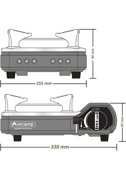 Orcamp Tekli Portatik Ocak Gri CK-505