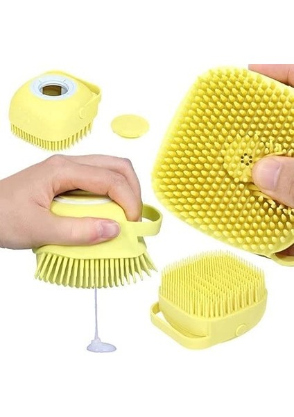 Yumuşak Silikon Malzemeli Esnek Jel Hazneli Masaj Etkili Banyo Duş Fırçası Sarı modelleri