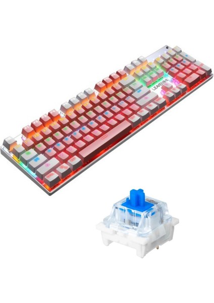 Leaven K660 Kablolu 104 Tuşlu  Mavi Switch Rgb Mekanik Gaming Oyuncu Klavyesi -Pembe