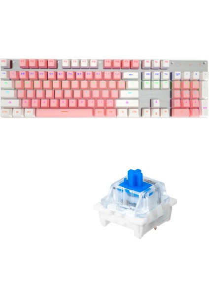 Leaven K660 Kablolu 104 Tuşlu  Mavi Switch Rgb Mekanik Gaming Oyuncu Klavyesi -Pembe