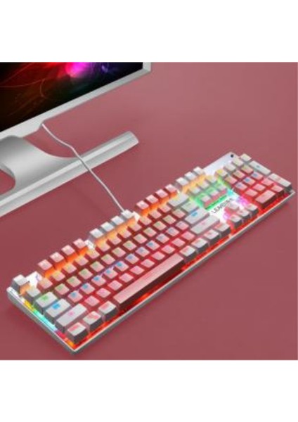 Leaven K660 Kablolu 104 Tuşlu  Mavi Switch Rgb Mekanik Gaming Oyuncu Klavyesi -Pembe