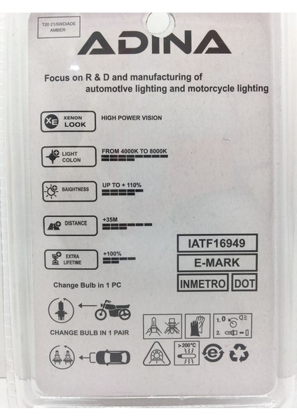 Diadem Ampul T20 W21/5W Park Sinyal Ampulü Gündüz Farı 12V 2'li Takım fiyatları