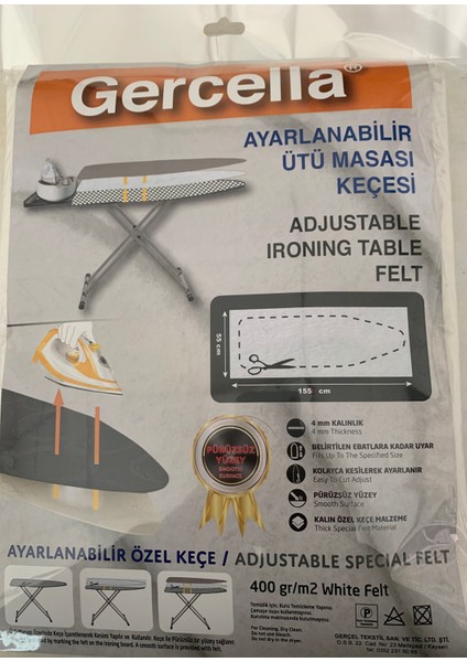 Ayaralanabilir Ütü Masası Keçesi