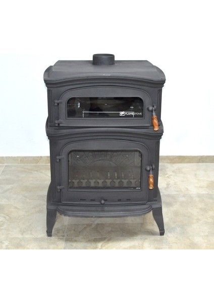 Flame Stove FS-034 Altara Lüx Premium 3 Camlı Kuzineli Pik Döküm Soba