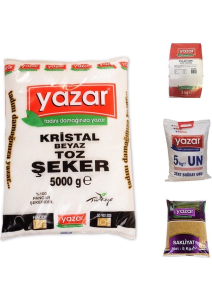 Kuru Gıda Seti 5 kg Yulaf Unu + 5 kg Pilavlık Bulgur + 5 kg Çok Amaçlı Un + 5 kg Toz Şeker