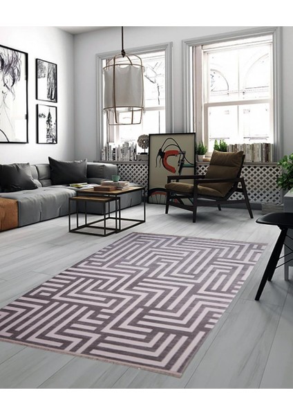 Ipek Mekik Halı Lapena Gri Beyaz Geometrik Çizgili Halı fiyatları