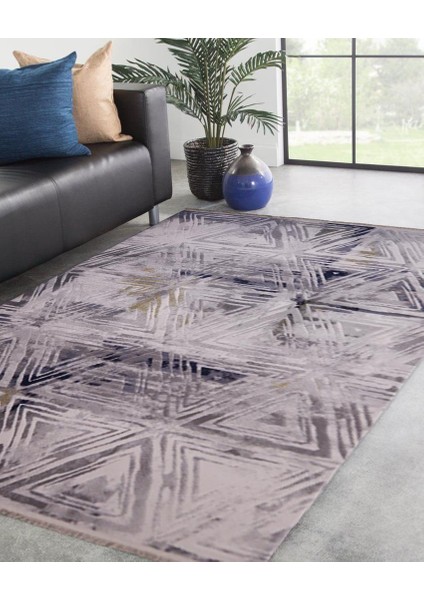 Ipek Mekik Halı Lapena Mavi Gri Geometrik Desenli Halı modelleri