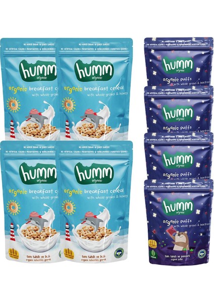 Tam Tahıllı & Ballı Organik Gevrek 4 x 80 gr & Organik Pancarlı Puflar 4 x 30 gr