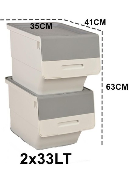 Motek Beyaz Tekerlekli Organizer Çok Amaçlı Saklama Kutusu 2X33 Lt